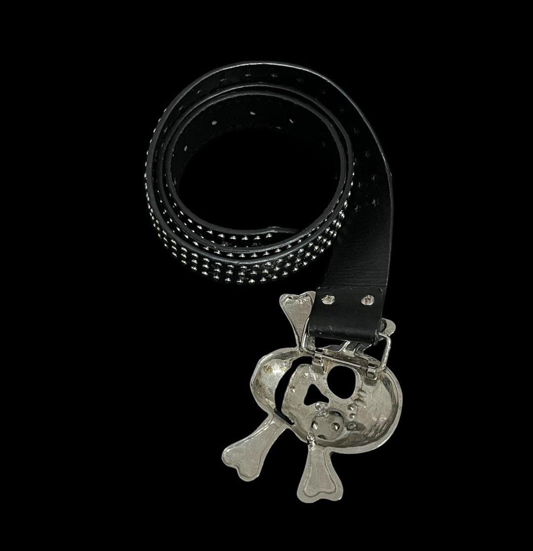 Heavy-Hardware Skull Leather Belt